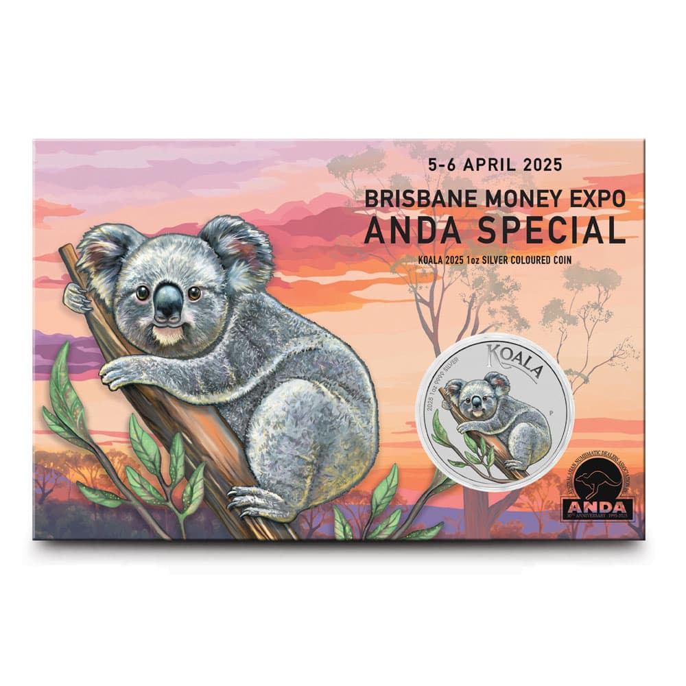 2025 1 oz Colorized Australian Silver Koala Coin (In Card)
