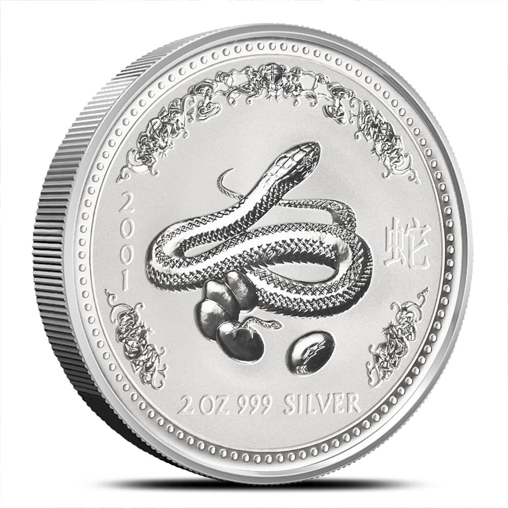 2001 2 oz Australian Silver Lunar Snake Coin