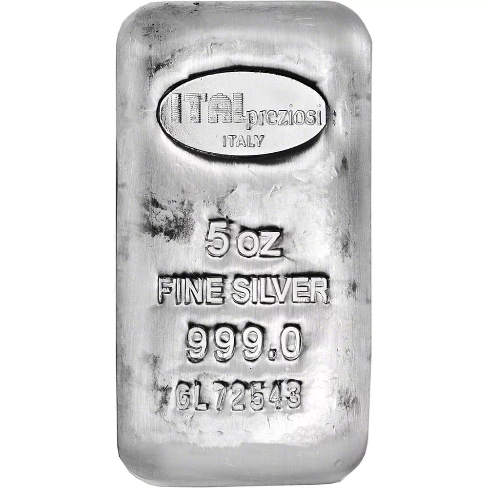 5 oz Italpreziosi Cast Silver Bar (New)