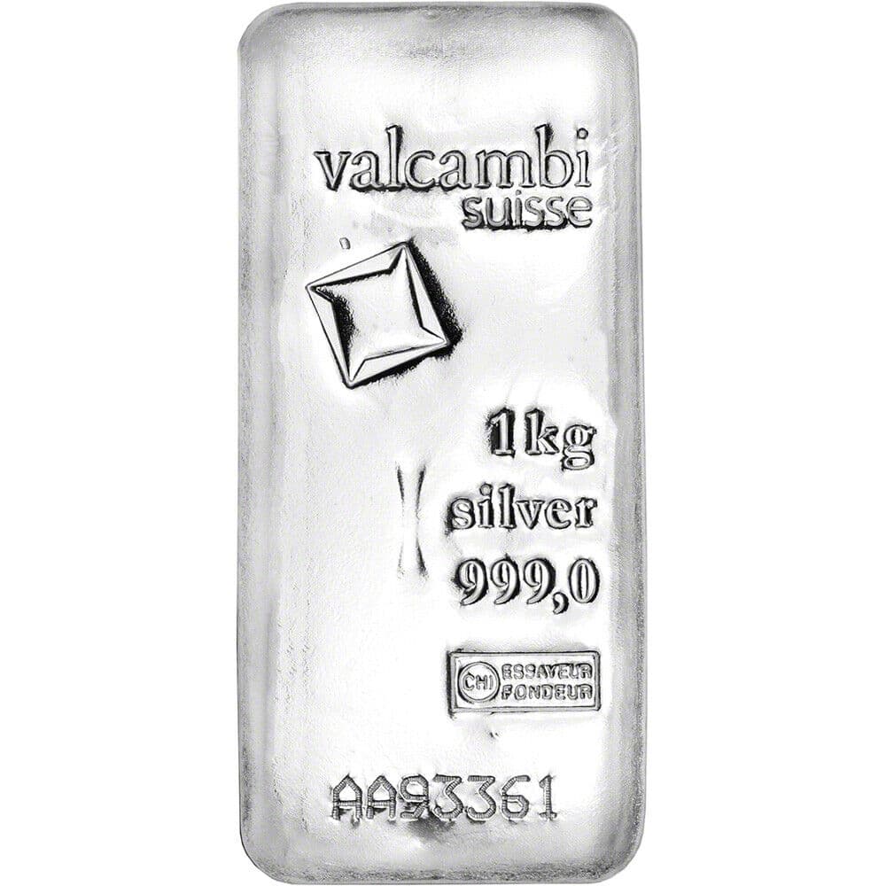 1 Kilo Valcambi Cast Silver Bar .999 Fine (New w/ Assay)