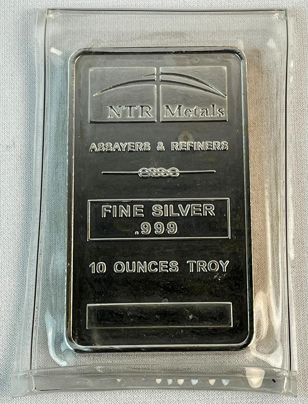 10 Oz (Classic) NTR Silver Bar .999 Fine (Like New, In Plastic)