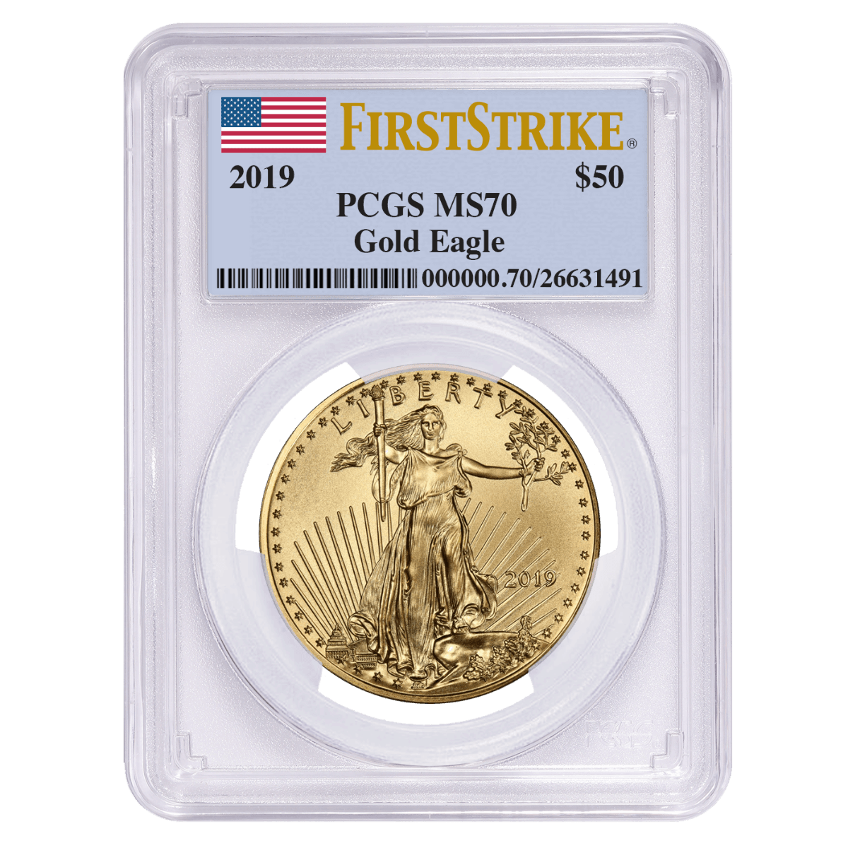 2019 1 oz PCGS MS-70 First Strike Gold American Eagle