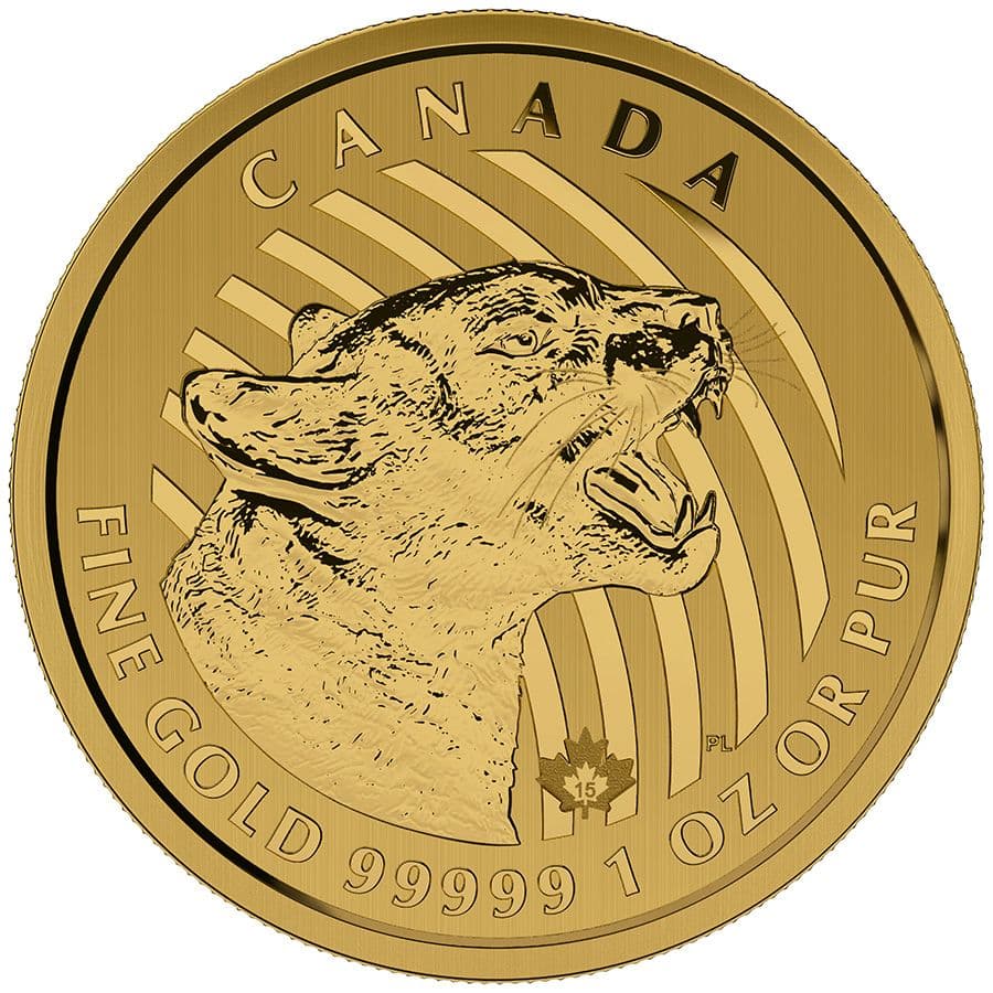 2015 1 oz Gold Growling Cougar - Call of the Wild Series - .99999 - In Assay Card