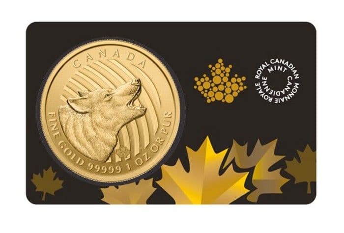 2014 1 oz Gold Canadian Howling Wolf Call of the Wild Series