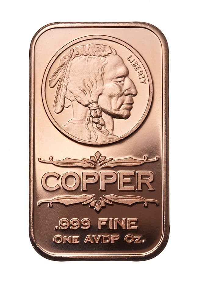 1 oz Indian Head Copper Bar - Osborne Mint