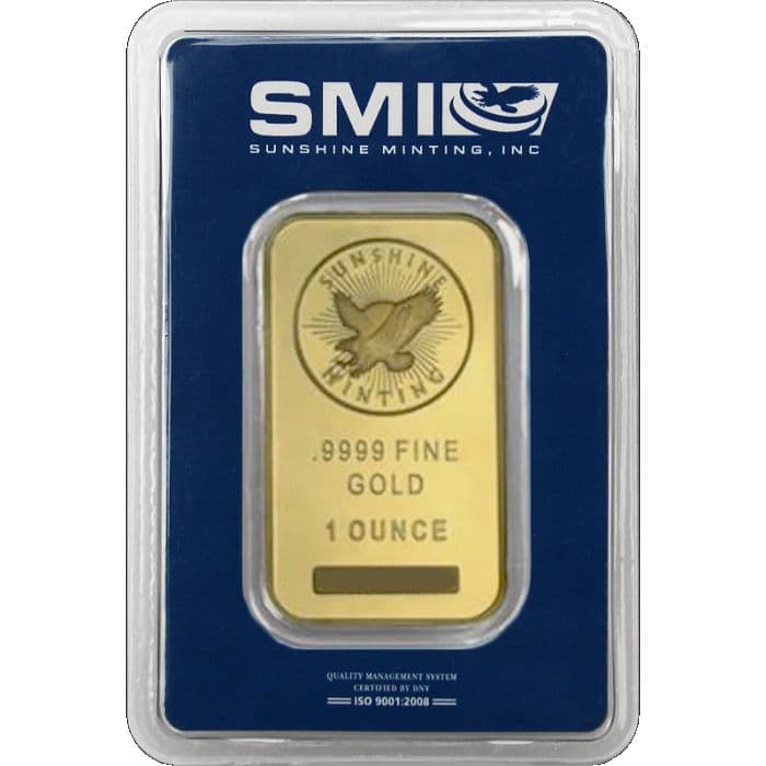 1 oz Sunshine Mint Gold Bar In Certicard