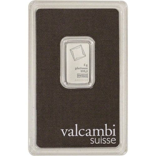 5 Gram Valcambi Platinum Bar - In Assay