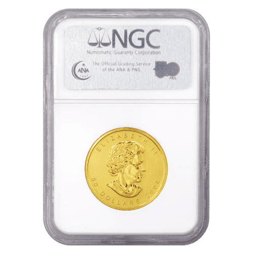 1 oz 2004 Canadian Maple Leaf 25th Anniversary NGC MS-69 First Strike Gold Coin | Royal Canadian Mint