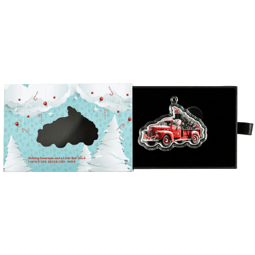 1 oz 2024 Snowman and Red Truck Shaped Silver Coin | PAMP Suisse