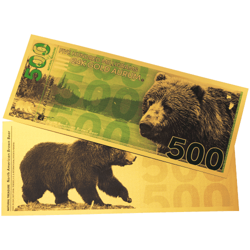 500 milligram Natural Treasure: North American Brown Bear Gold Note | Aurum
