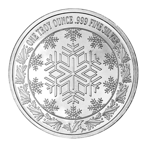 1 oz Christmas Greeting Cat and Dog Silver Round | Silvertowne Mint
