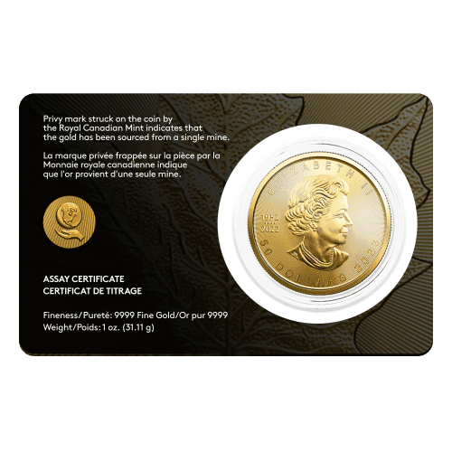 1 oz 2023 Canadian Maple Leaf: Single-Sourced Newmont Mine Special Edition Gold Coin | Royal Canadian Mint