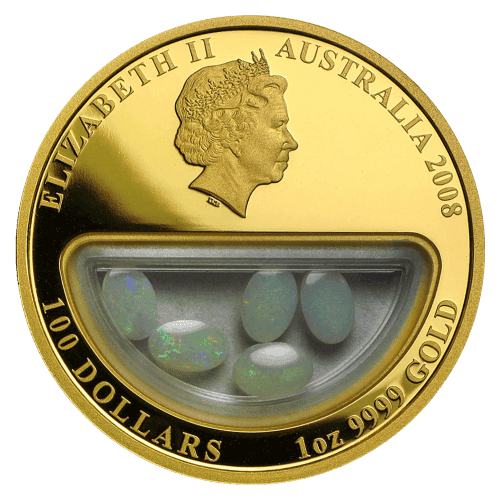 1 oz 2008 Treasures Of Australia: Opals Proof Gold Locket Coin | Perth Mint