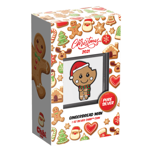 1 oz 2021 Chibi Christmas: Gingerbread Man Silver Coin | Agoro by New Zealand Mint