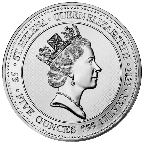 5 oz 2022 St. Helena The Queen's Virtues: Victory Angel Silver Coin | East India Company