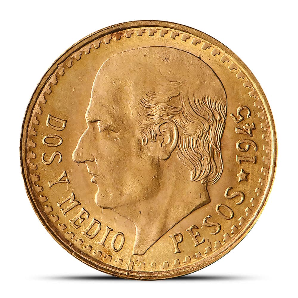 2.50 Peso Mexican Gold Coin (Random Year, Varied Condition)