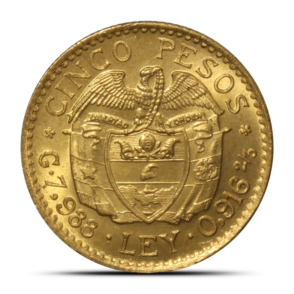 5 Peso Colombian Gold Coin (Random Year, Varied Condition)