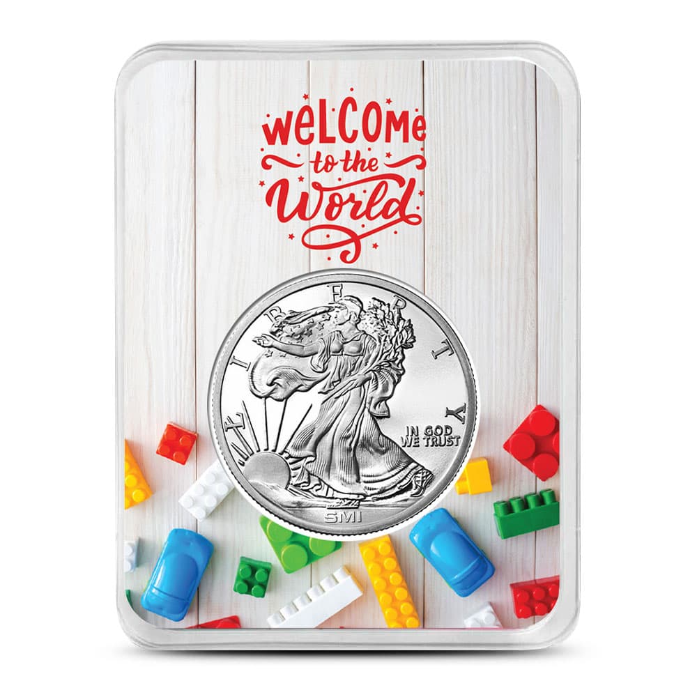 1 oz Sunshine Walking Liberty Silver Round (New, MintMark SI, New Baby Card)