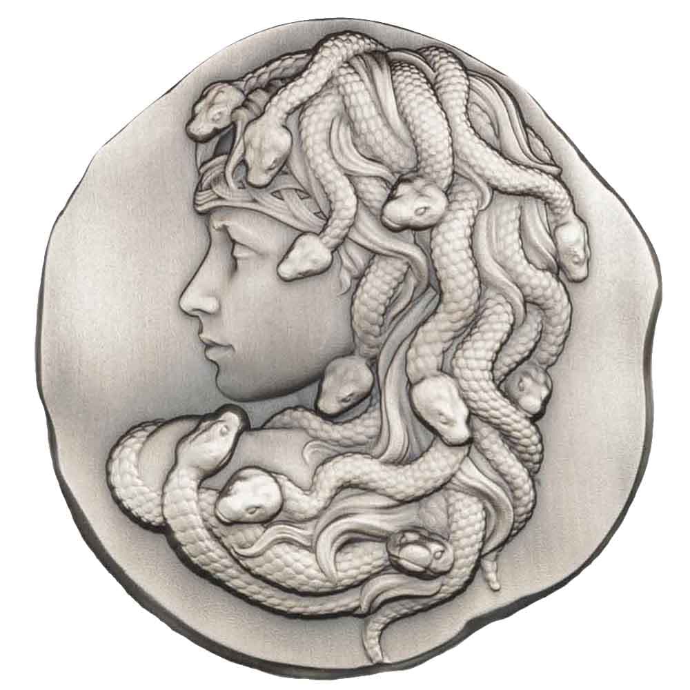 10 oz Antique Argentia Medusa Silver Round (New)