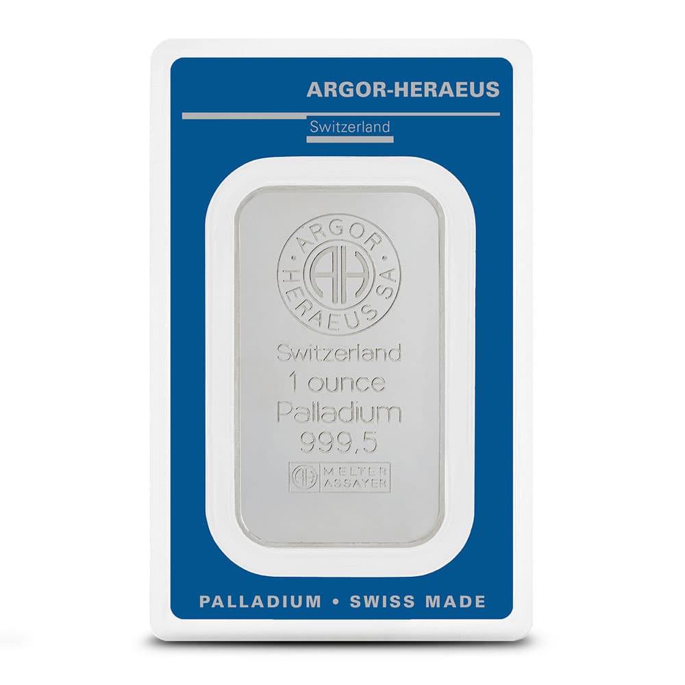 1 oz Argor Heraeus Palladium Bar (New)