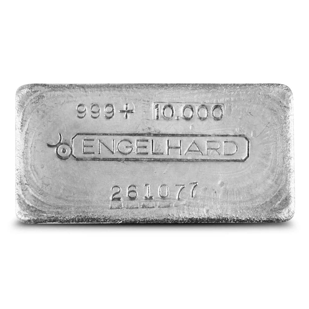 10 oz Engelhard Cast-Poured Silver Bar (Bull Logo)