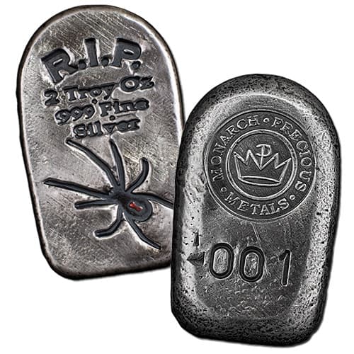 2 oz Monarch Tombstone Black Widow Silver Bar (New)