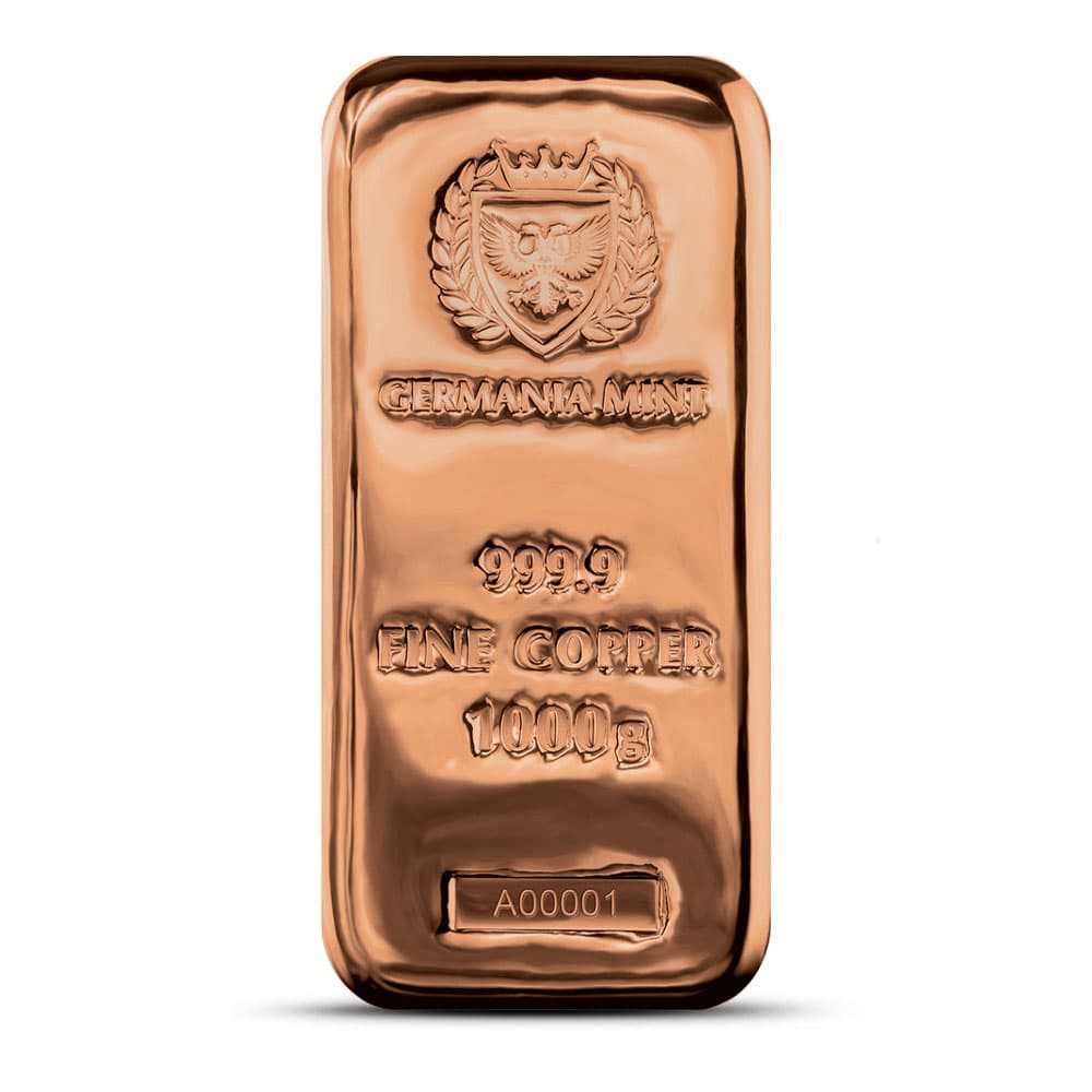 1 Kilo Germania Mint Cast Copper Bar (New)