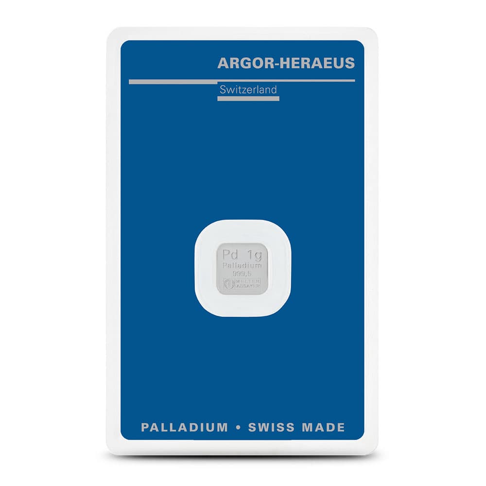 1 Gram Argor Heraeus Palladium Bar (New w/ Assay)