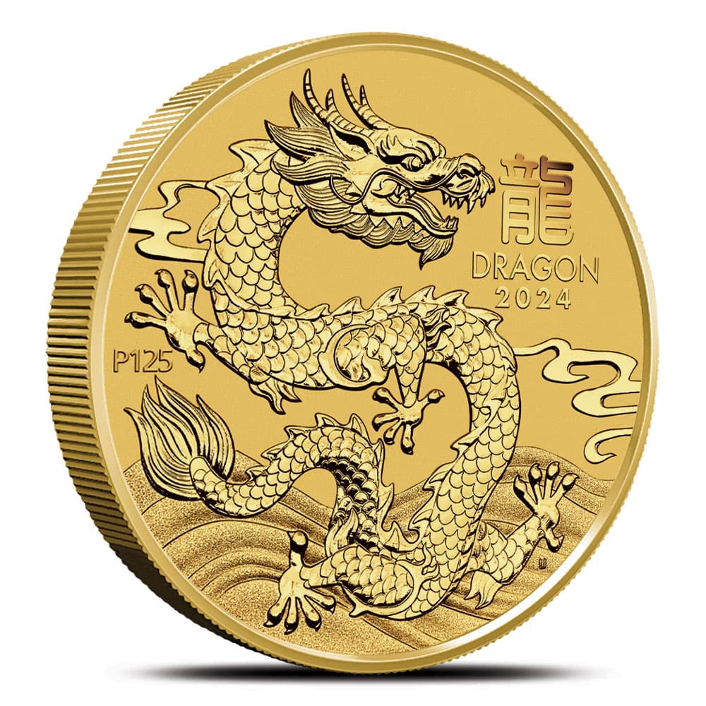 2024 2 oz Australian Gold Lunar Dragon Coin (BU)