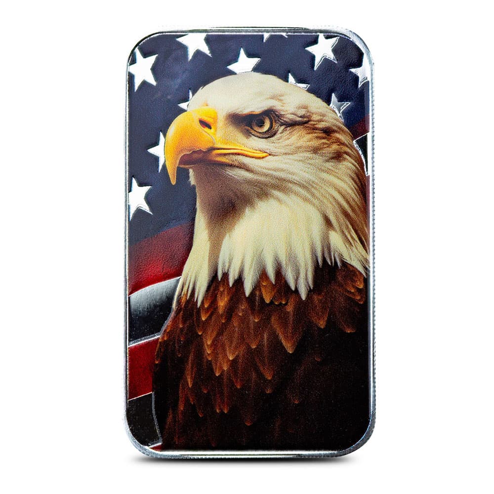 1 oz Colorized Scottsdale Patriotic Bald Eagle Silver Bar (New)