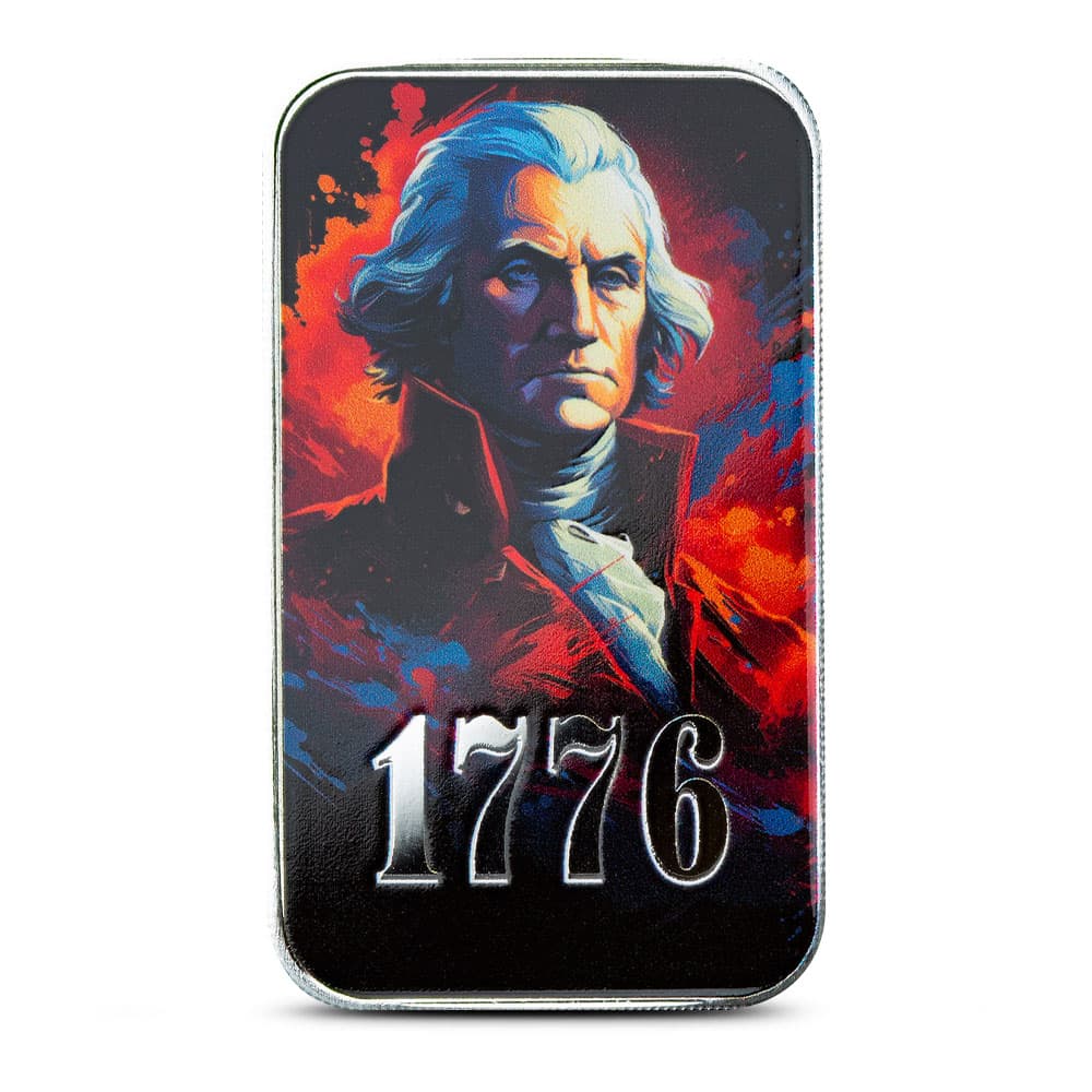 1 oz Colorized Scottsdale 1776 Washington Silver Bar (New)