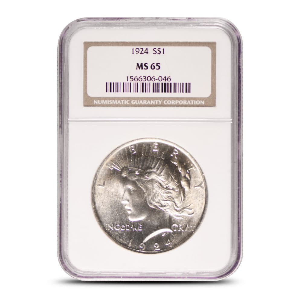 1924 Peace Silver Dollar Coin NGC MS65