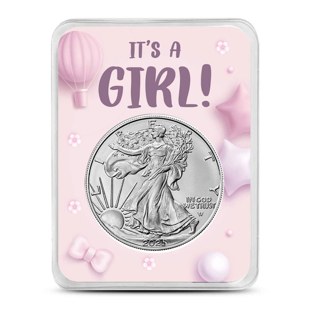 2025 1 oz American Silver Eagle Coin (BU, It’s a Girl Card) - Jan 21, 2025
