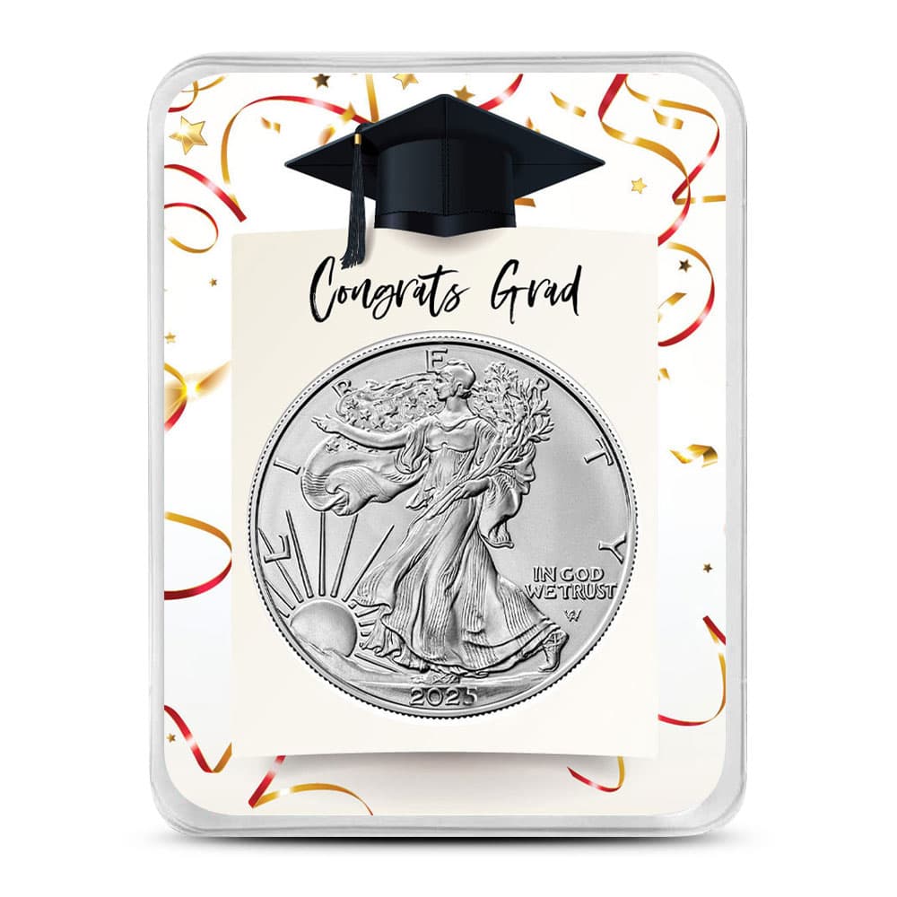 2025 1 oz American Silver Eagle Coin (BU, Happy Graduation Card) - Jan 21, 2025
