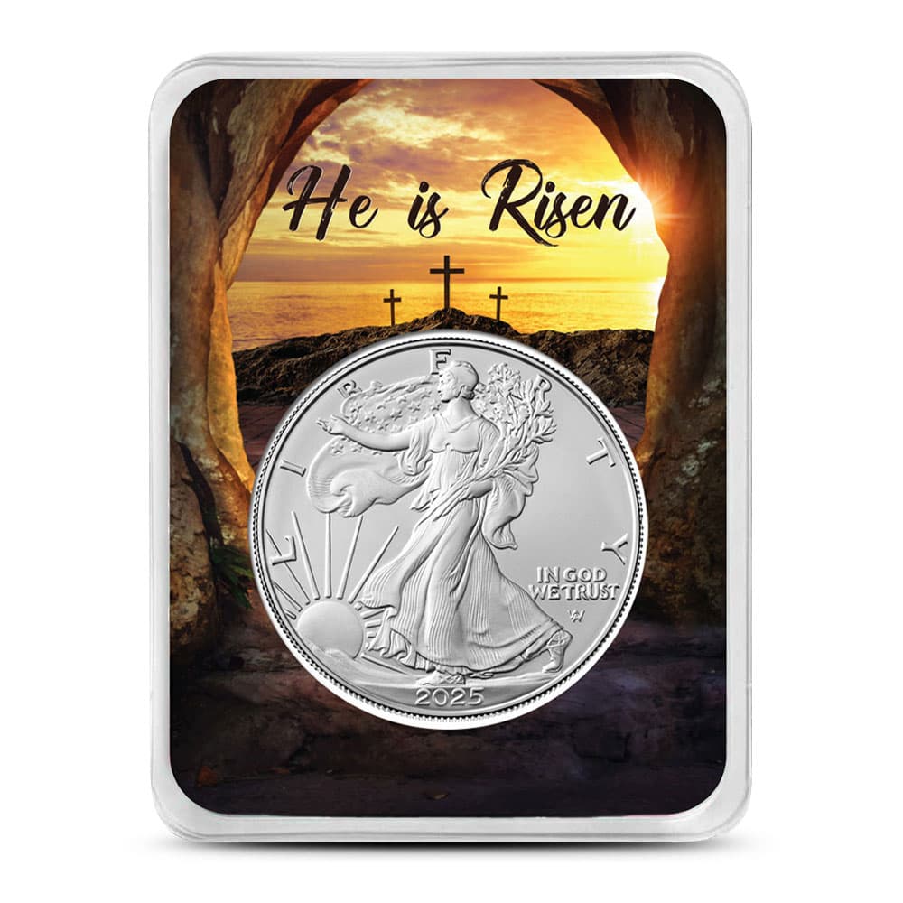 2025 1 oz American Silver Eagle Coin (BU, He is Risen Card) - Jan 21, 2025