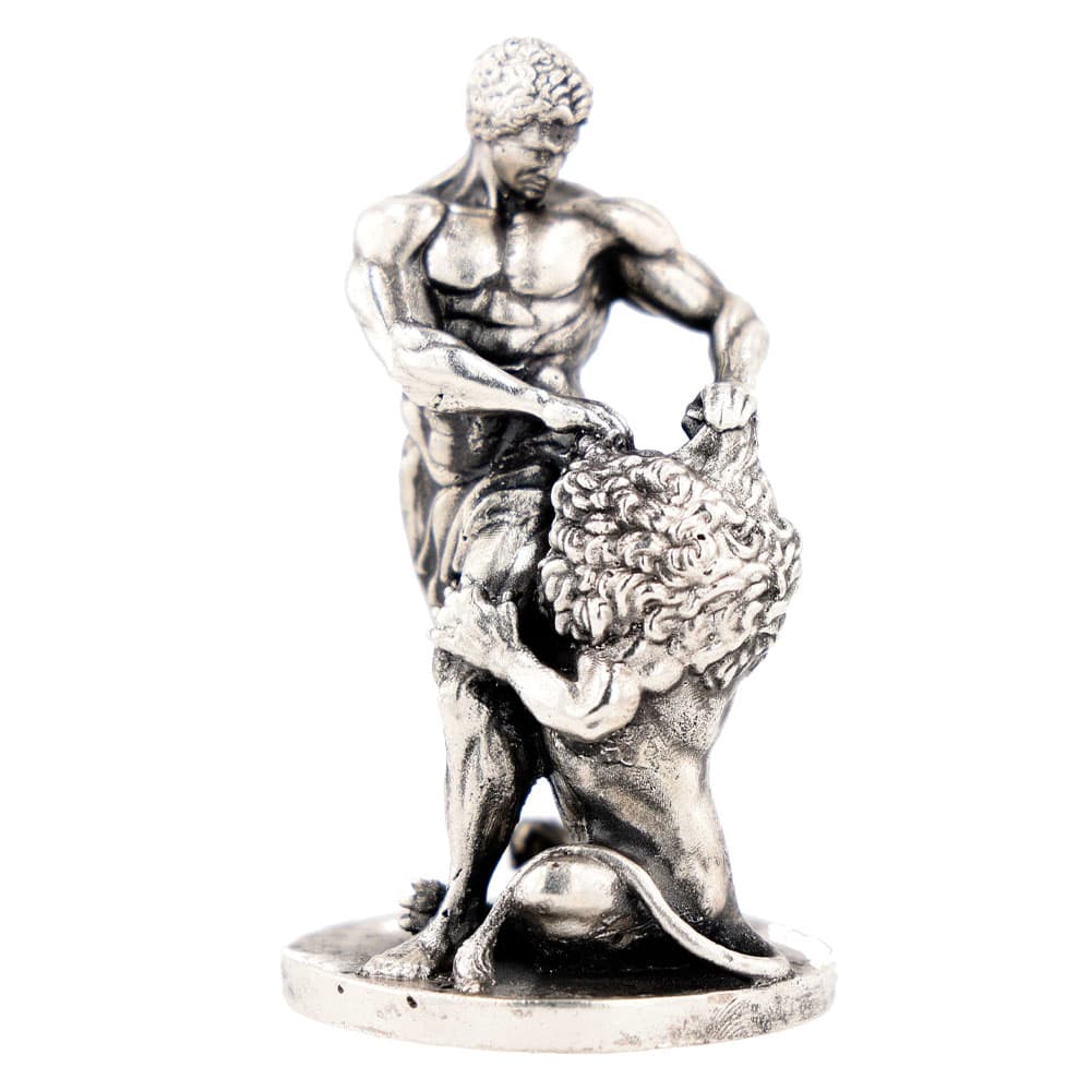 1 oz Antique Finish Samson Vs. Lion Silver Statue (New w/ CoA)