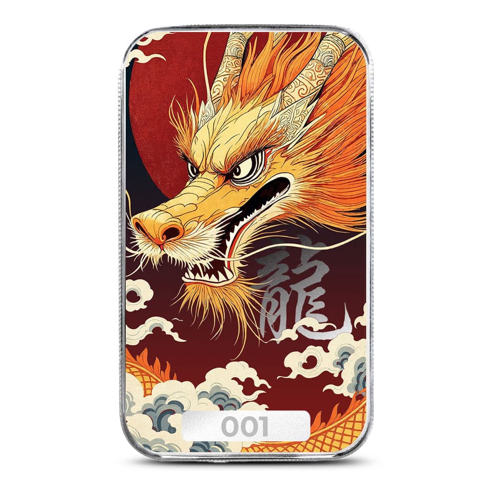 1 oz Scottsdale Mint Colorized Silver Kuángyǐng Dragon Bar (New)