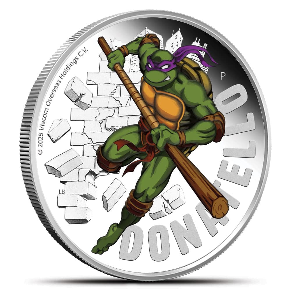 2025 1 oz Proof Colorized Tuvalu Silver Teenage Mutant Ninja Turtles Donatello Coin (Box + CoA)