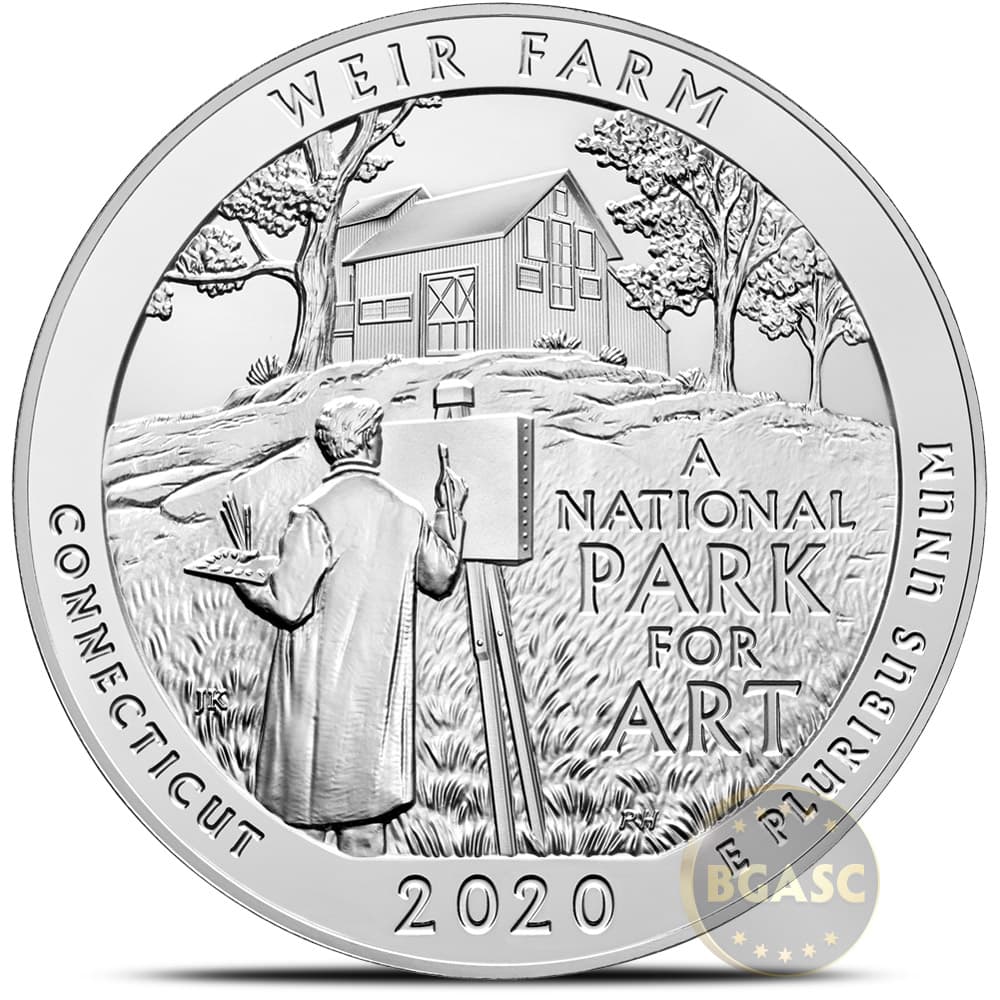 2020 5 oz ATB Weir Farm National Historic Site Silver Coin