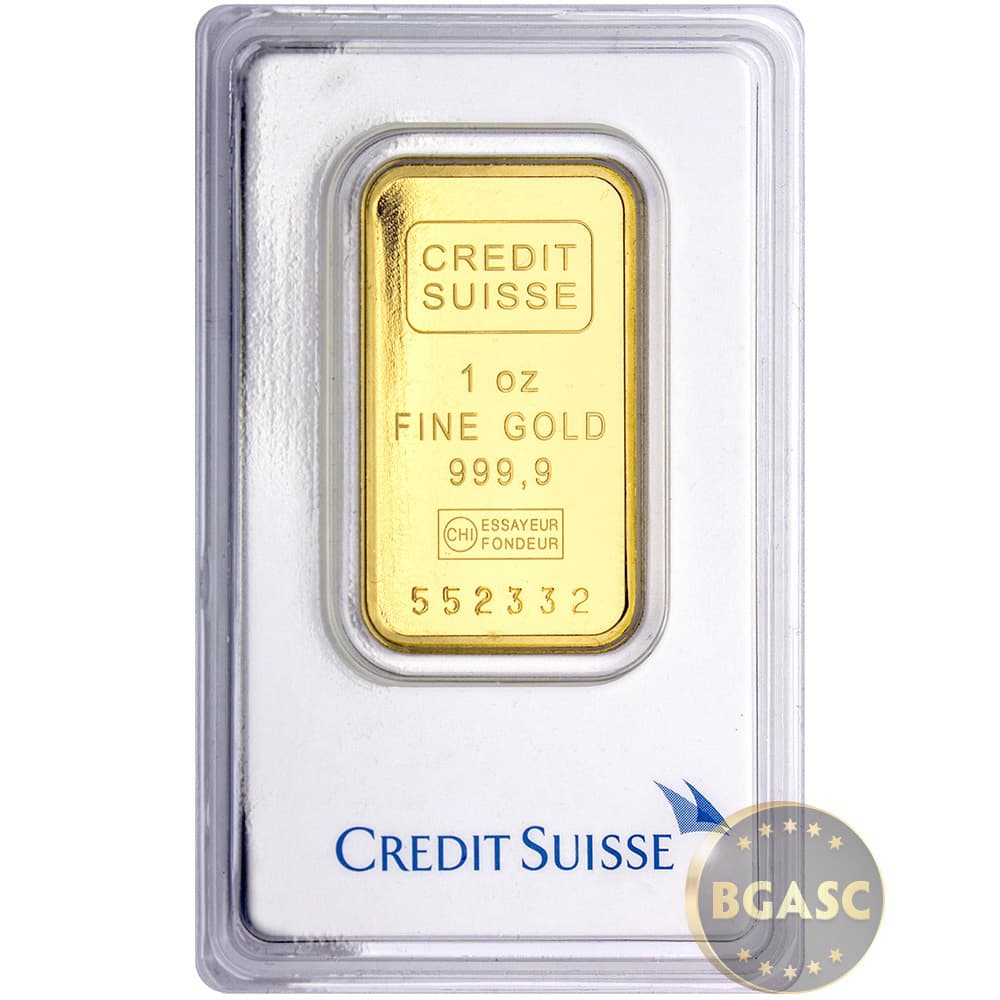 1 oz Credit Suisse Gold Bar (New w/ Assay)