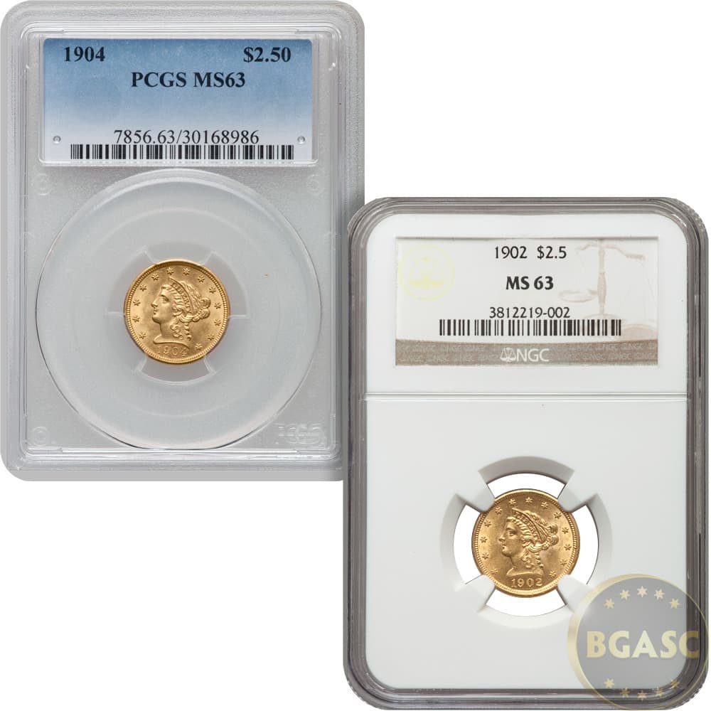 Pre-33 $2.50 Liberty Gold Quarter Eagle Coin (MS63, PCGS or NGC)