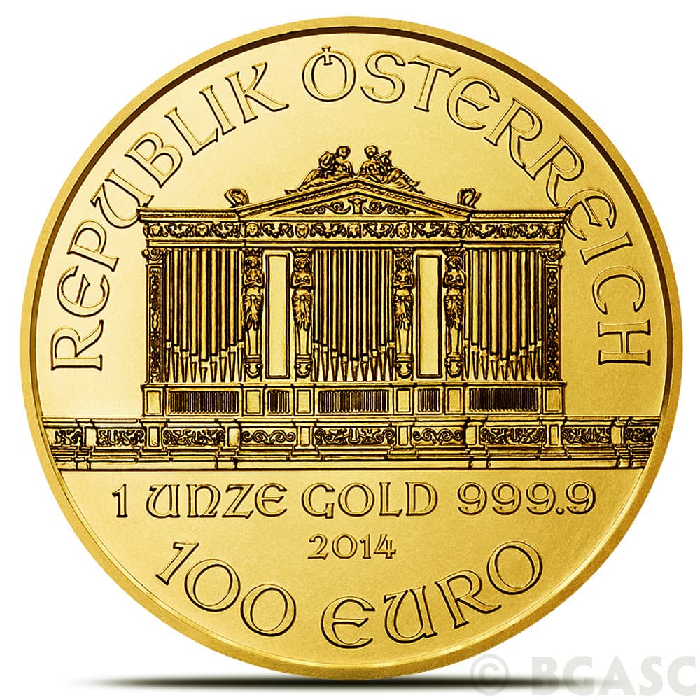2014 1 oz Austrian Gold Philharmonic Coin Brilliant Uncirculated .9999 Fine 24kt