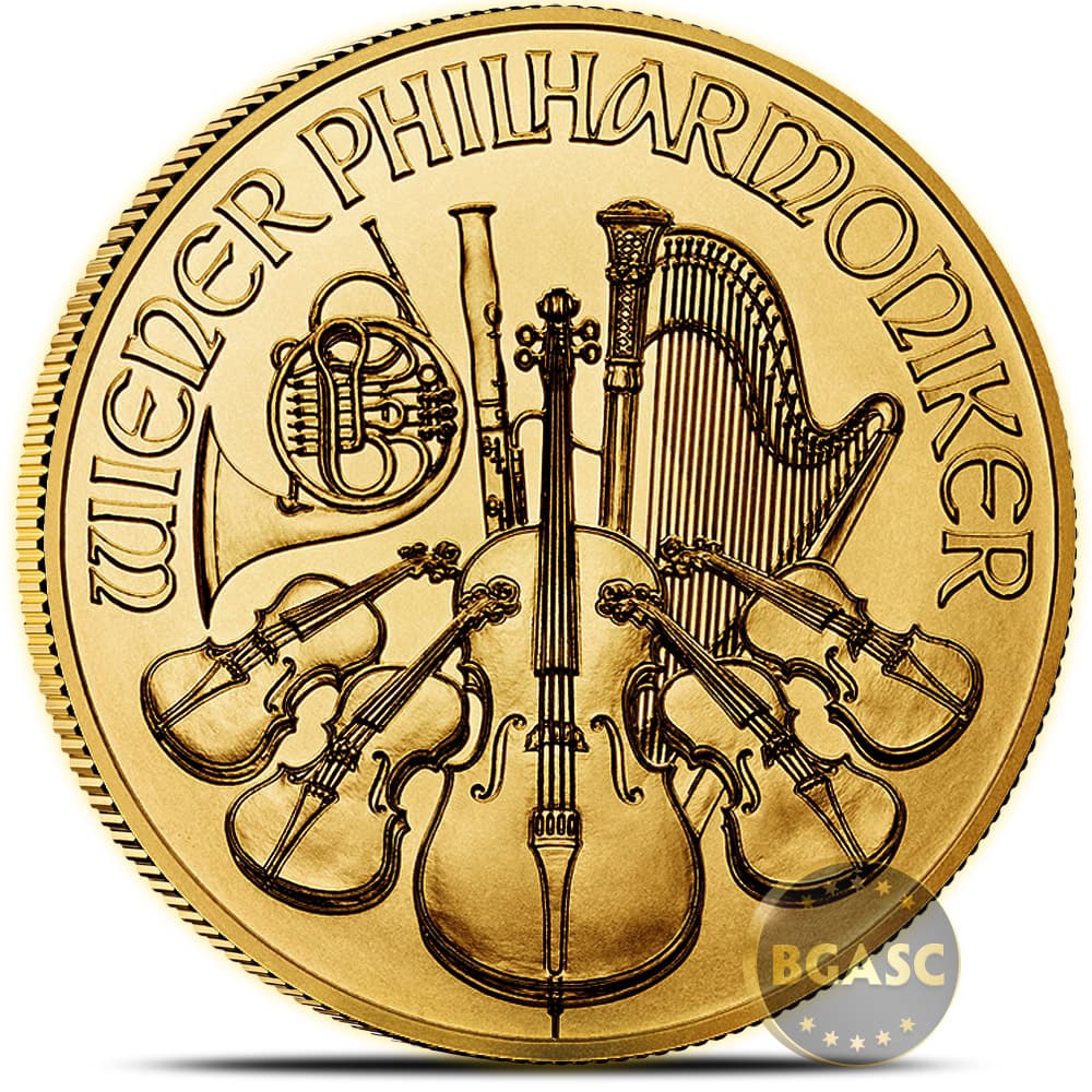 2017 1 oz Austrian Gold Philharmonic Bullion, Brilliant Uncirculated .9999 Fine 24kt Gold