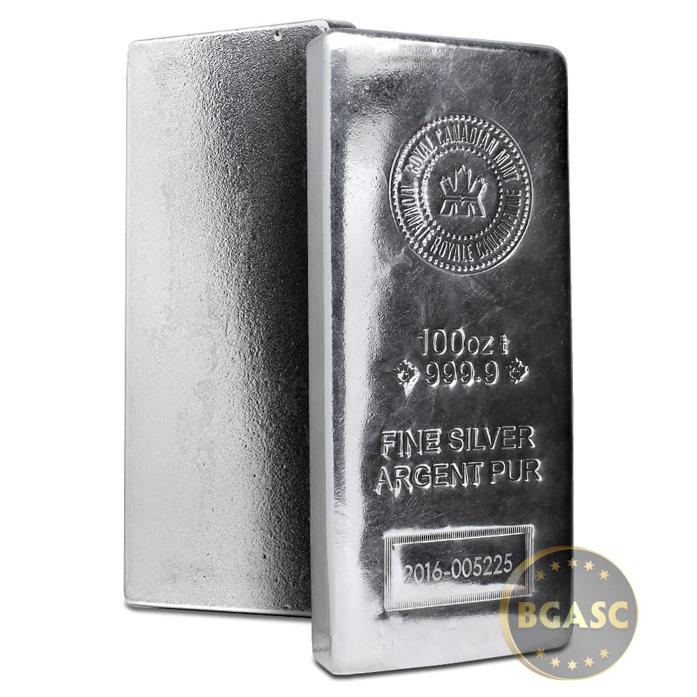 100 oz (RCM) Royal Canadian Mint Silver Bar (New)