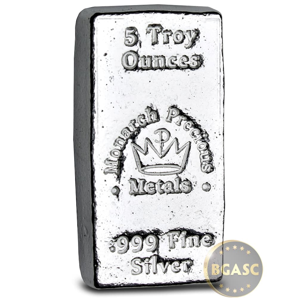 5 oz Monarch Hand Poured Silver Bar (New)