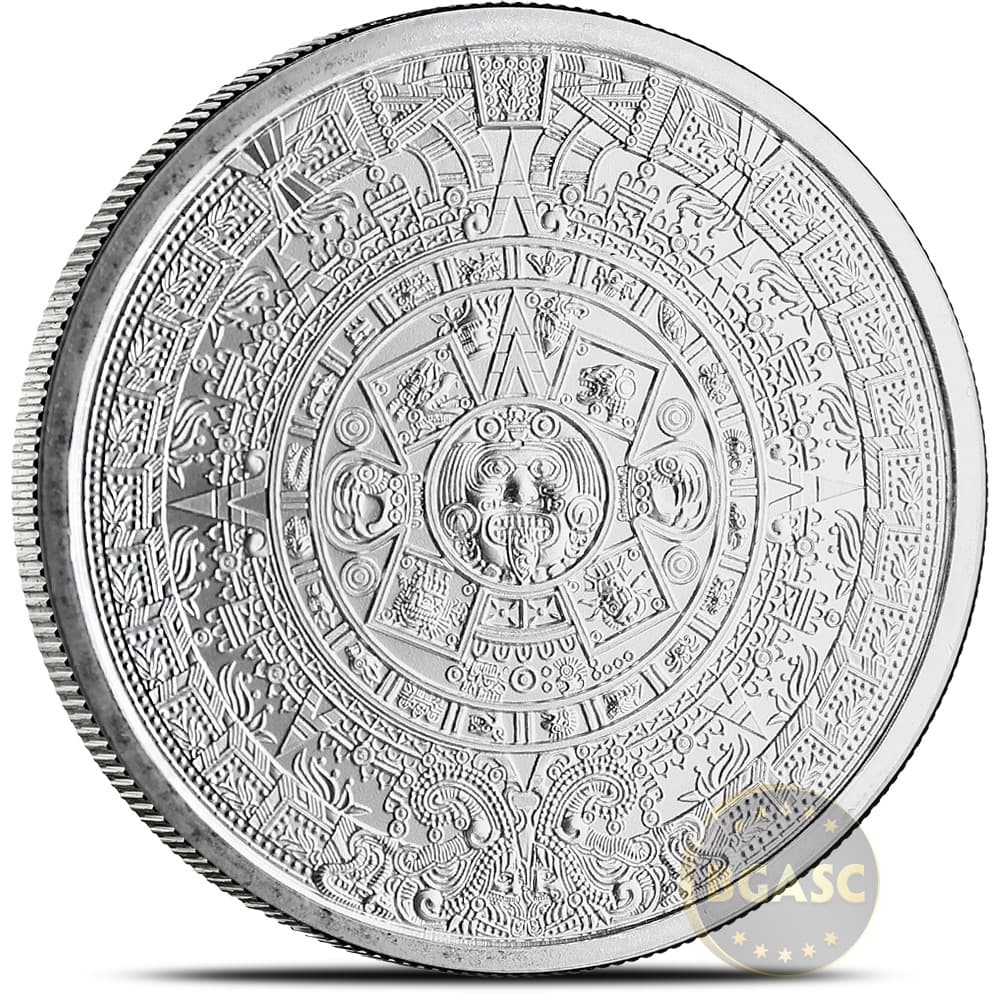 1 oz Aztec Calendar Silver Round