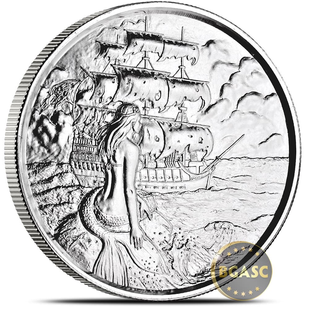 2 oz Silver Rounds Siren Privateer Ultra High Relief Rounds .999 Fine Bullion (P2)