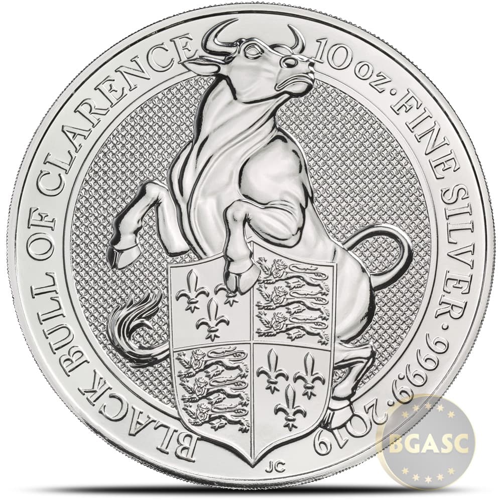 2019 10 oz British Silver Queen’s Beast Black Bull Coin