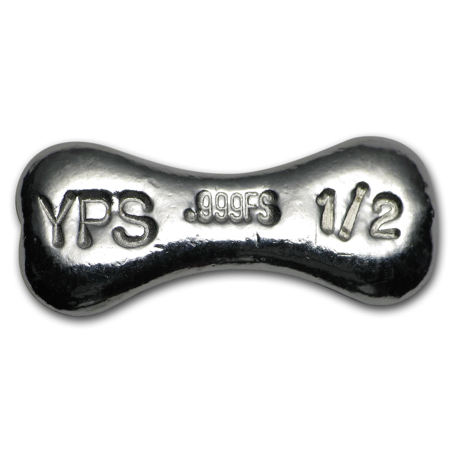 1/2 oz Hand Poured Silver Dog Bone