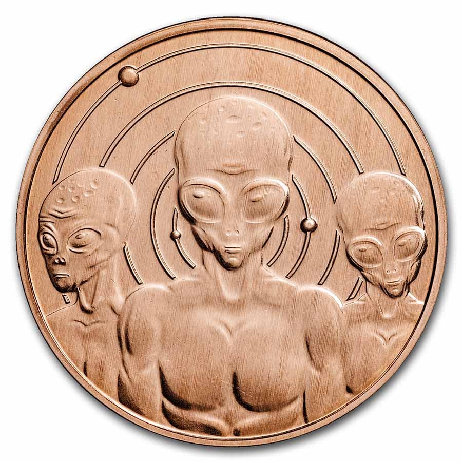 1 oz Copper Round - Aliens "I Believe" UFO